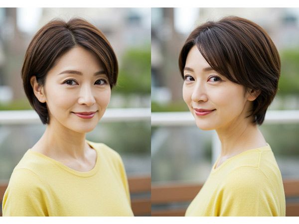 【面長ショート4】コンパクト耳かけショートヘア