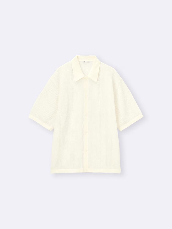 ジーユー ウォッシャブルブークレニットシャツ（5分袖）2490円（税込）
