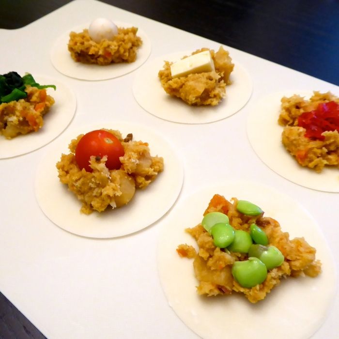 皮の上に並べて