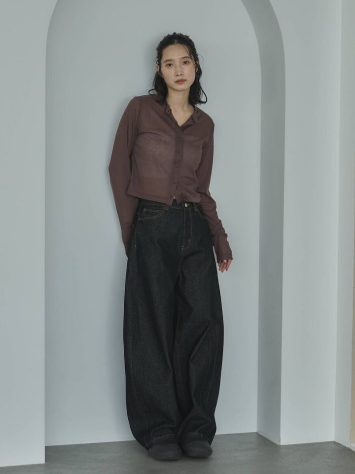 2026春大人女性透け感シアーカーディガンコーデ