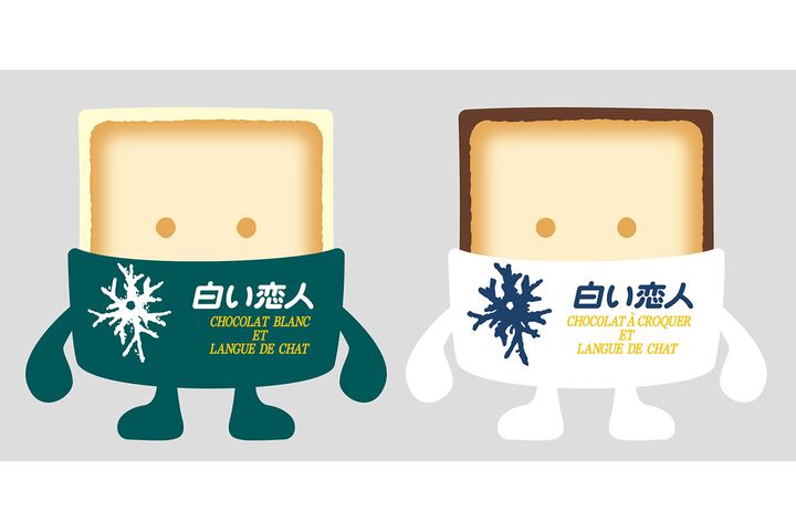 「白い恋人」のキャラ、しろ（左）と、こい（右）