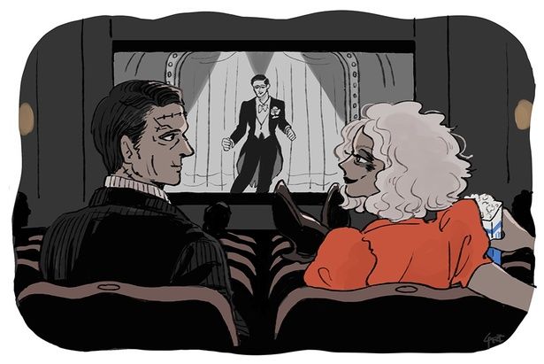 映画館で幸せな時間を過ごすフランクとブライド イラスト/チヤキ