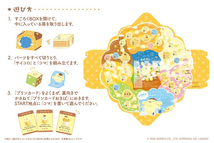 ポムポムプリンのシフォンでおいわいすごろくセット 付属品