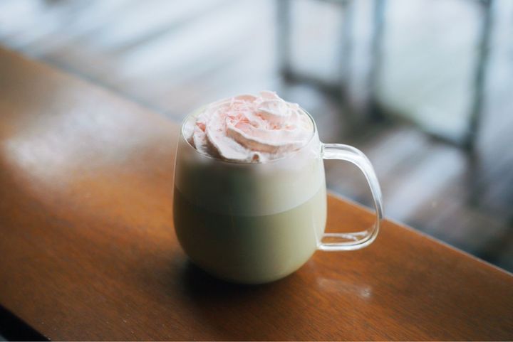 桜ほうじ茶ラテ750円