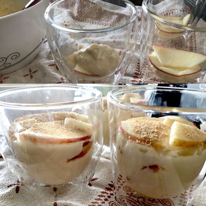 混ぜて、詰めて、焼くだけ！『りんごのグラスケーキ』の作り方。一番簡単なレシピです♪