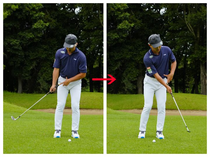 「グリップエンド」をへそにつけて振るだけでアプローチが上達する！