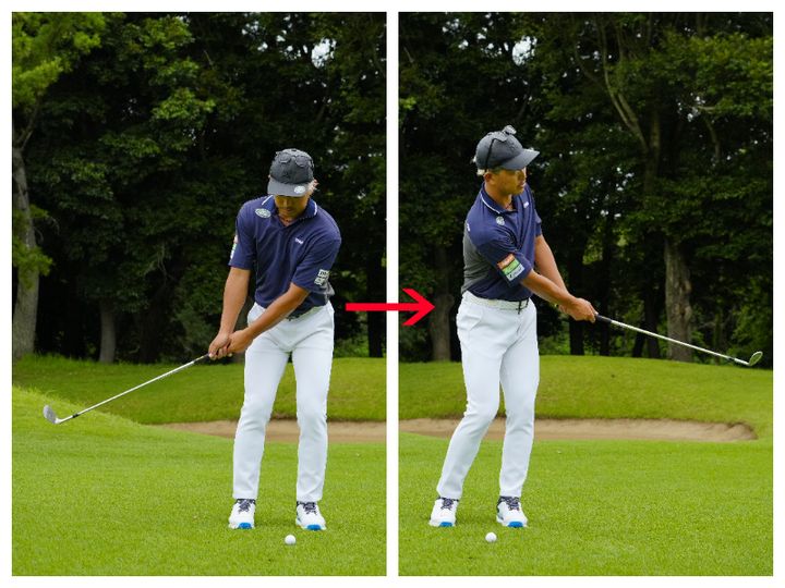 「グリップエンド」をへそにつけて振るだけでアプローチが上達する！