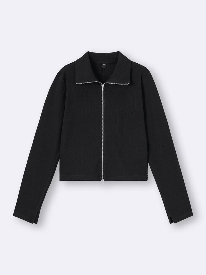 2026gu春値下げ女性おすすめリブダブルジップカーディガン