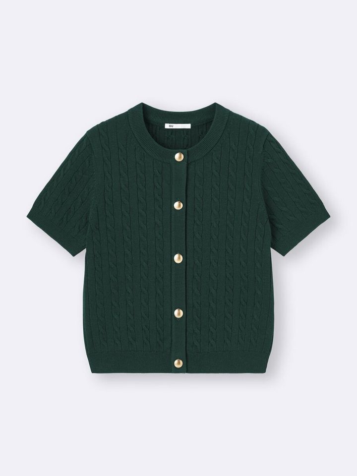 2026gu春値下げ女性おすすめケーブルメタルボタンカーディガン