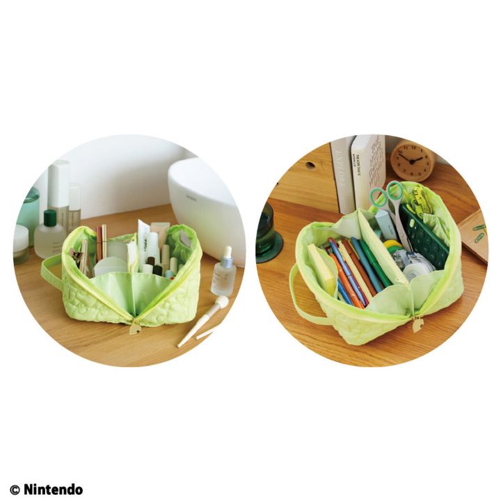 あつまれ どうぶつの森 180度ガバッと開く葉っぱ柄キルティング大容量ポーチBOOK使用例