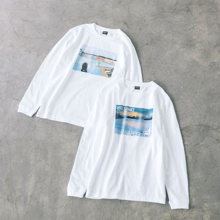 kippis×井上咲楽 トラベルコラボ HELSINKIロングTシャツ 日の出／サウナと街の眺め