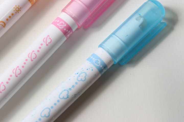 ローラー付カラーペン（雲、宇宙、月と太陽、3本） インク漏れ