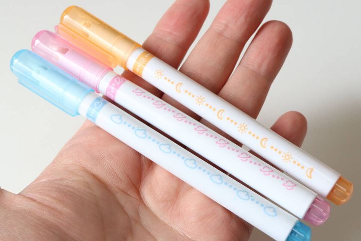 ローラー付カラーペン（雲、宇宙、月と太陽、3本） 文具