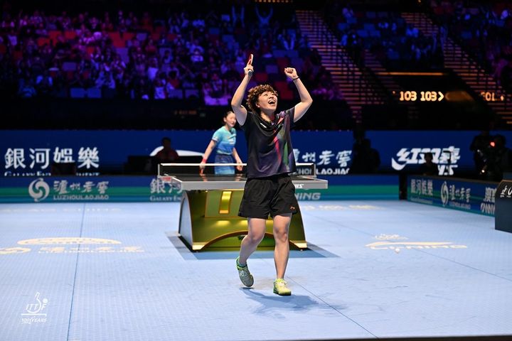 張本美和を下した王芸迪（C）WTT