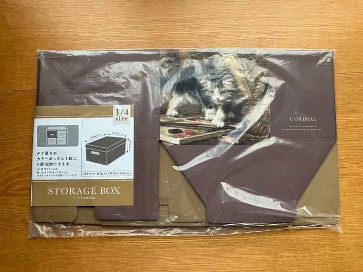 Seria(セリア)：ペーパー収納BOX 1/4 フタ付 アニマル柄