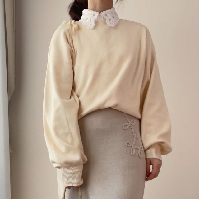 しまむら「リボンボートネックプルオーバー」