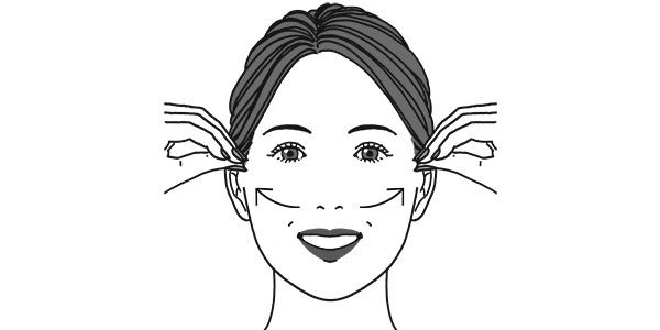 頰の筋肉で頰を上げる