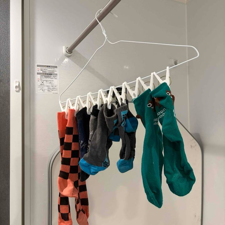 靴下干しが完成したところ