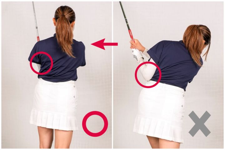 パーを獲れる“正しいフィニッシュ”はどっち？左ヒジの位置に注目！