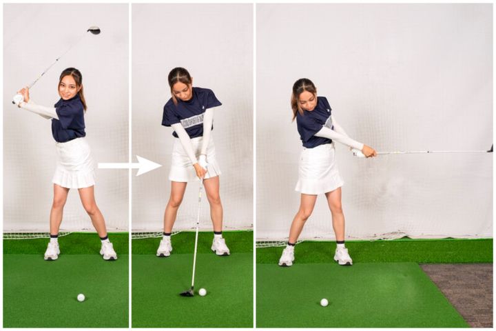 パーを獲れる“正しいフィニッシュ”はどっち？左ヒジの位置に注目！