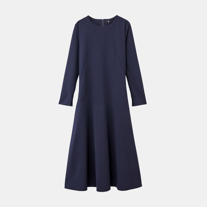 PLSTのジョーゼットジャージーフレアワンピース