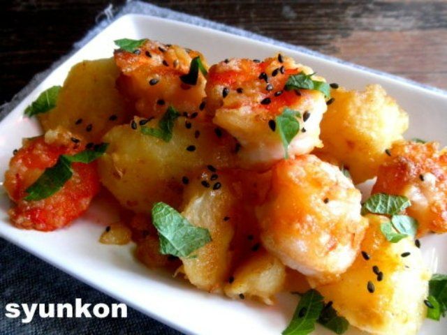 「えびとじゃがいものマヨだれ炒め」レシピ