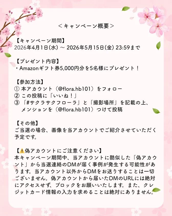 フローラ春のさくら祭りキャンペーンの参加方法説明