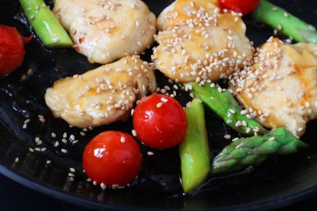 ささみアスパラの甘辛