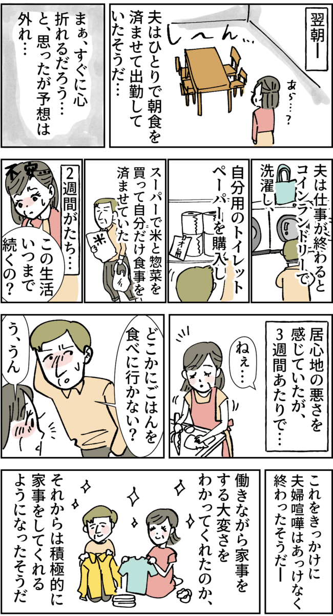 家事にケチを付ける夫に我慢の限界