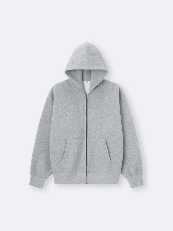 2026gu春値下げ大人女性おすすめ羽織りヘビーウェイトスウェットフルジップパーカ