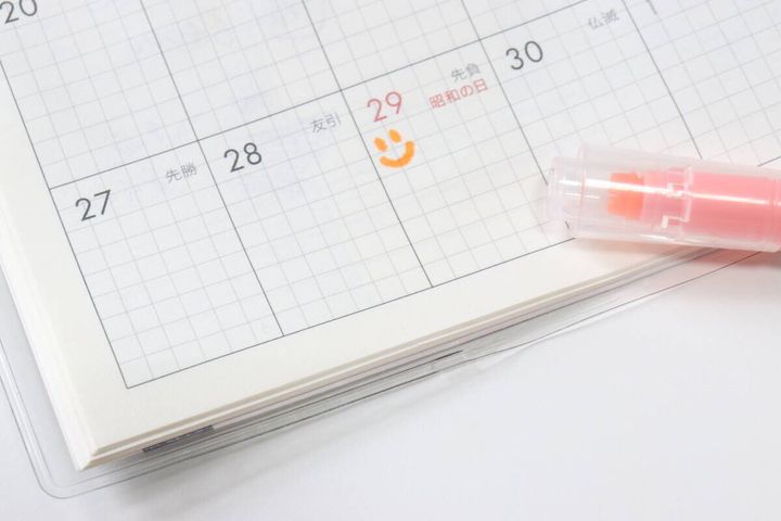 セリア 予定が変わっても消せるスケジュール用マーカースタンプ 使用例 スケジュール管理