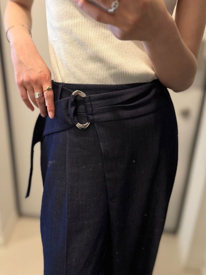 PLST ストレッチレーヨンラップパンツ ウエストDリングリボンアップ