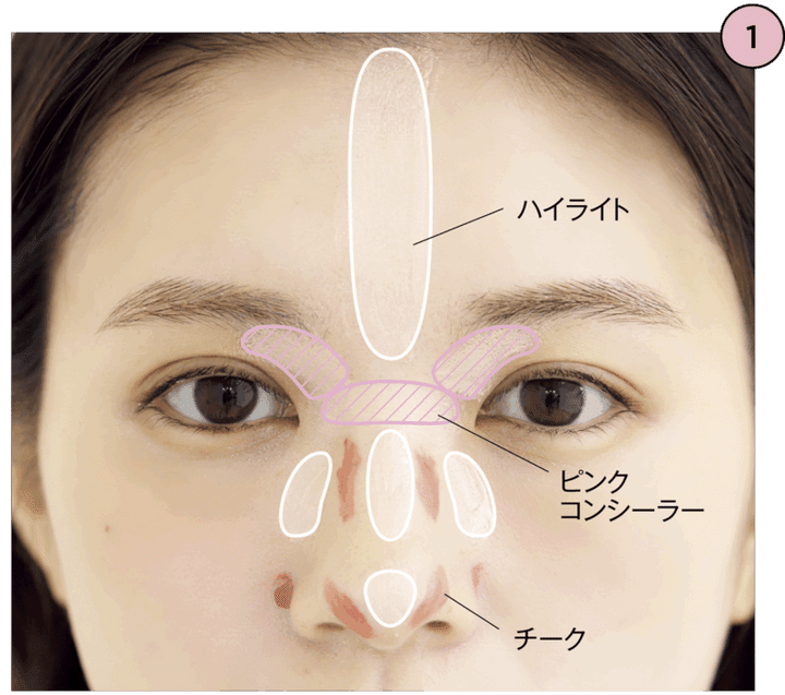 【1】光や血色で鼻にメリハリ作り