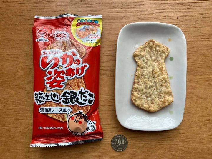 DAISO(ダイソー)：合食 いかの姿あげ 築地銀だこソース風味 4枚