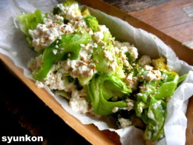 春キャベツとブロッコリーの豆腐ごまマヨネーズ和え