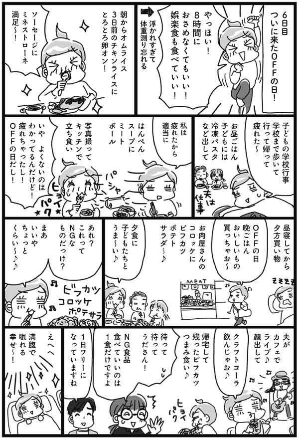 OFFの日、満腹で眠れる幸せ…1週間後の体重は？