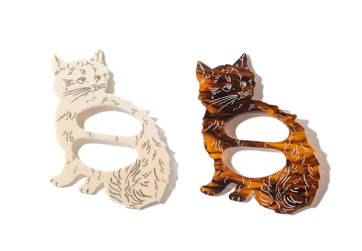 すまし顔の猫がコーディネートのアクセントに