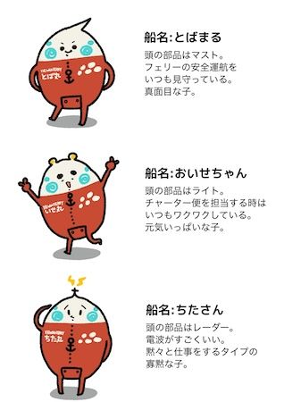 伊勢湾フェリー創立記念日に、オリジナルキャラクター「伊勢湾ふれんず」が誕生！