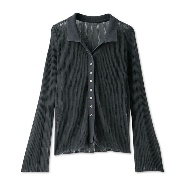 しまむらの襟付きニットカーディガン（MUMU）