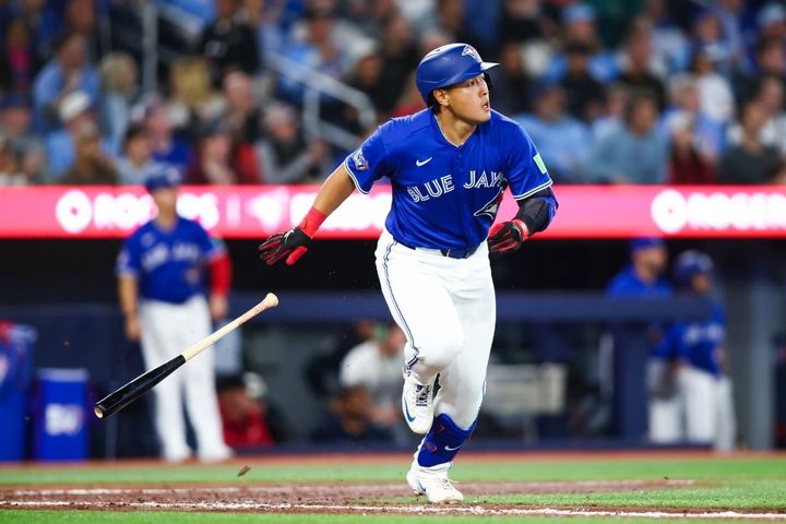 ブルージェイズの岡本和真（C）Getty Images