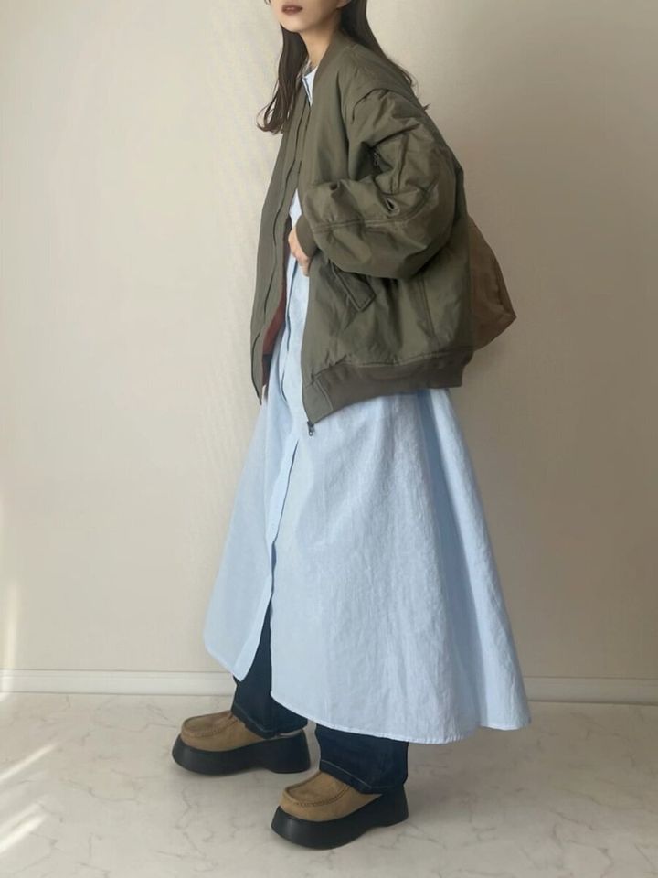 シャツワンピースのコーデ1