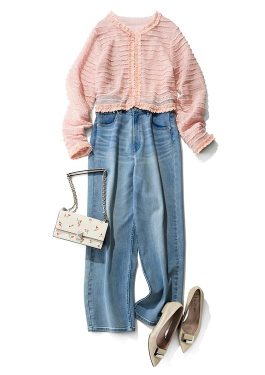 ピンクデニムコーデ