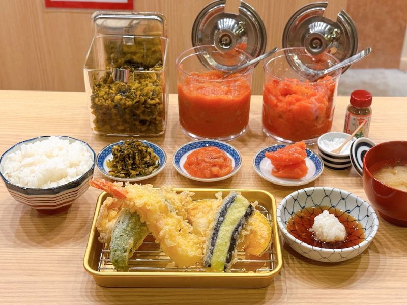 福岡の新天ぷら店で明太子食べ放題