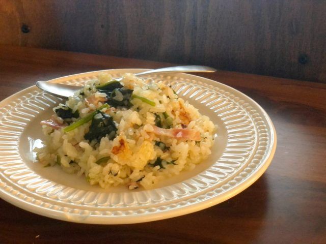 ほうれん草とベーコンのピラフ