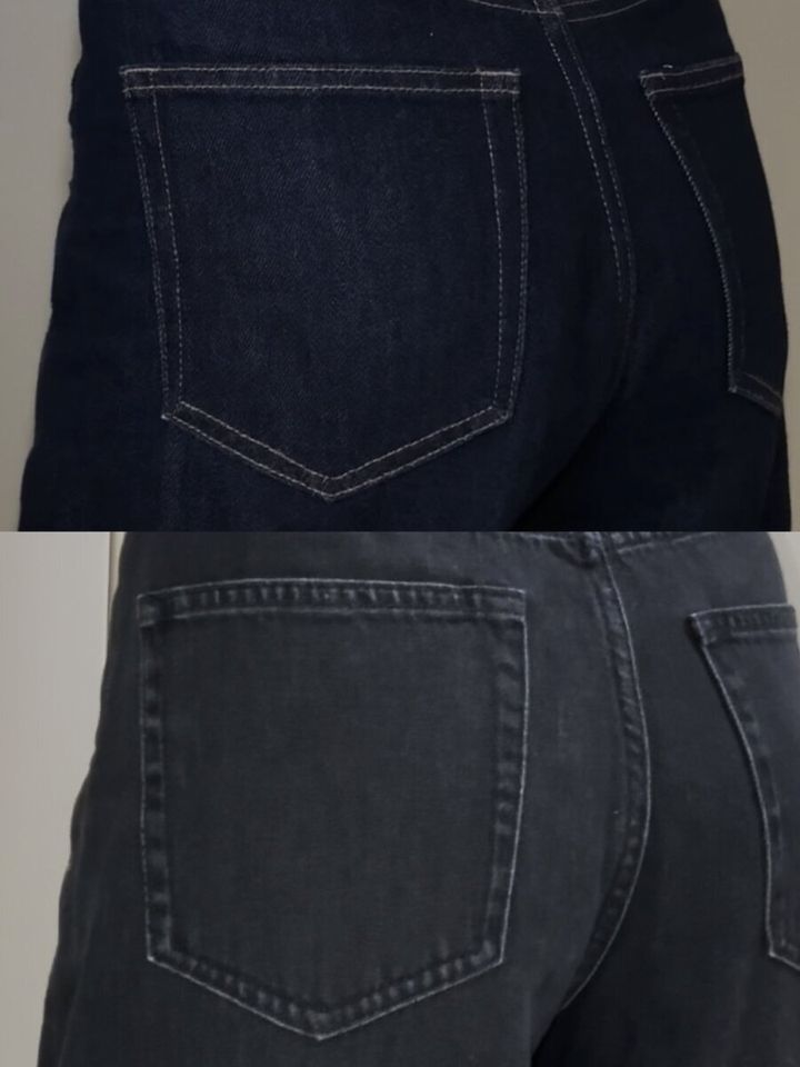 ユニクロ バギーカーブジーンズ ステッチ比較 ネイビーとダークグレー