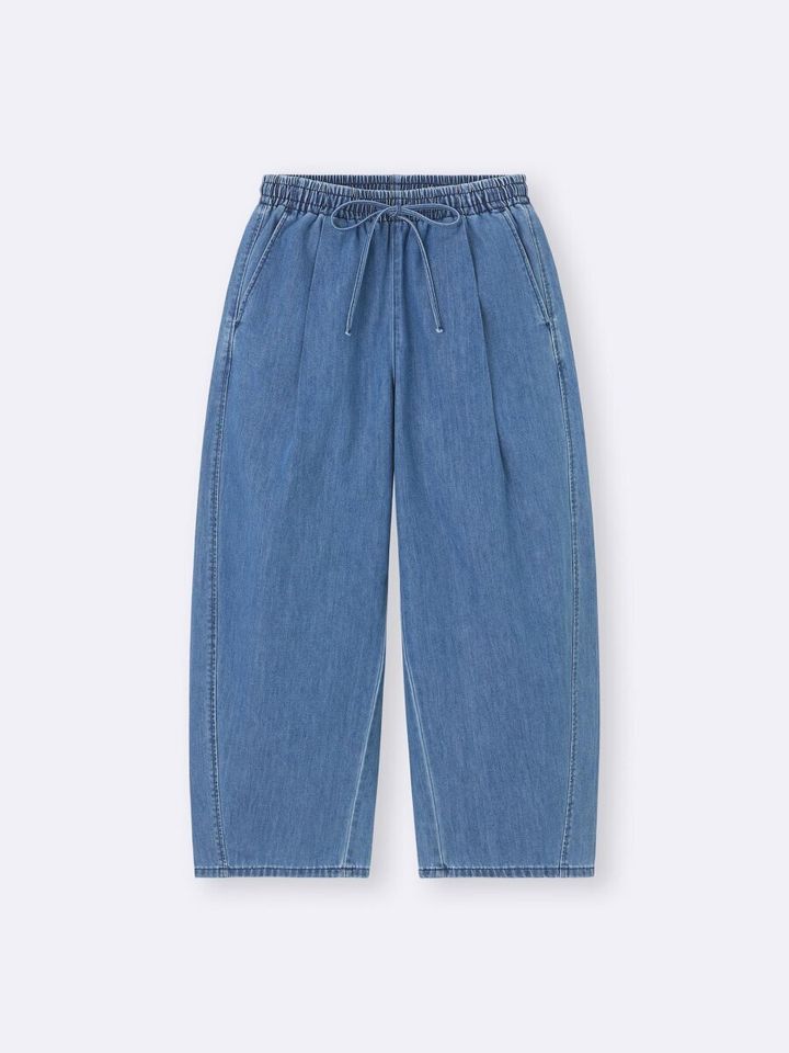 2026gu春夏大人女性おすすめライトデニムバレルアンクルパンツ