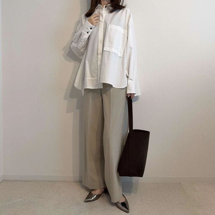 2026春大人女性おすすめ白シャツリラクシーコーデ