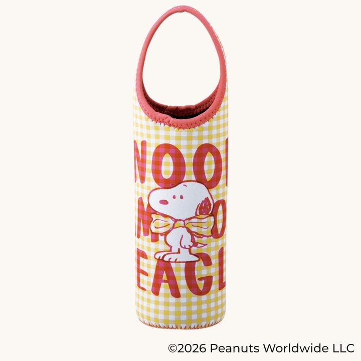 ウエット素材ペットボトルカバー SNOOPY（チェックロゴ） イエロー
