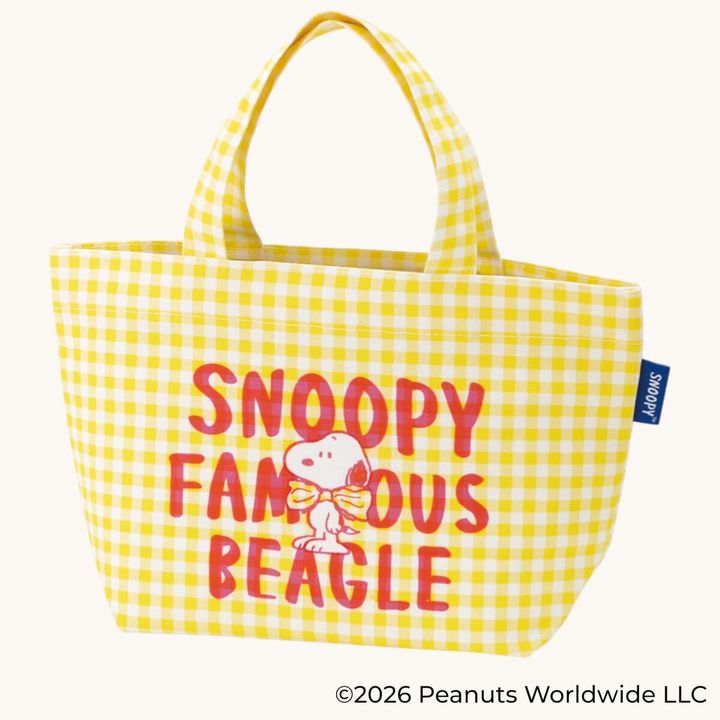 帆布ランチトートバッグ SNOOPY（チェックロゴ） イエロー