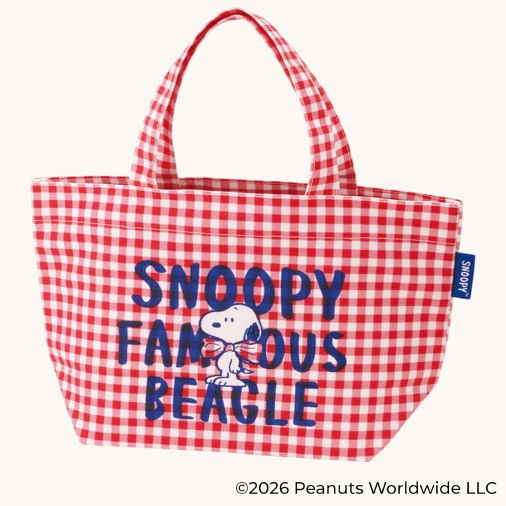 帆布ランチトートバッグ SNOOPY（チェックロゴ） レッド